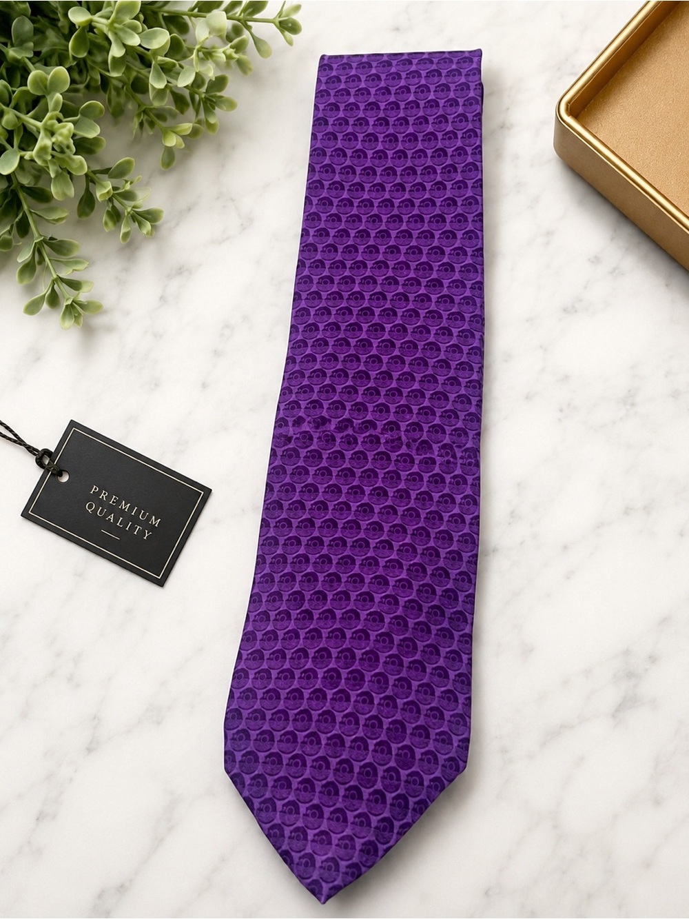 Buffalo Bay 100% Silk Purple Geometric Medallion Men’s Necktie